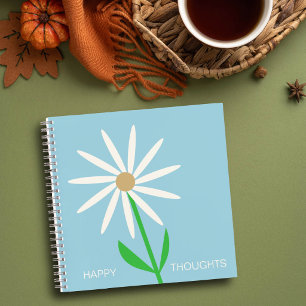 Blue-Green Happy Thoughts with Daisy Notebook