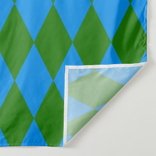 Blue Green Harlequin Checkered Design  Fabric