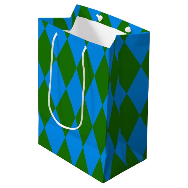Blue Green Harlequin Checkered Design  Medium Gift Bag (Creator Uploaded)