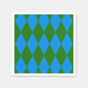 Blue Green Harlequin Checkered Design Napkin