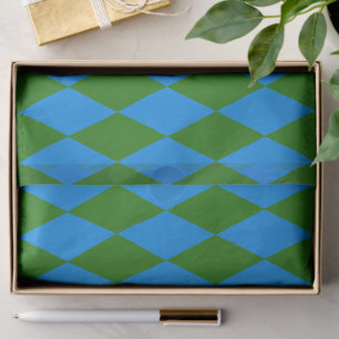 Blue Green Harlequin Checkered Design  Tissue Paper