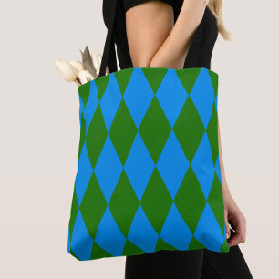 Blue Green Harlequin Checkered Design  Tote Bag