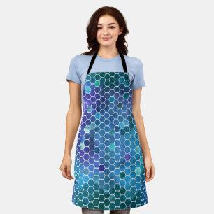 Blue Green Honeycomb Pattern Apron
