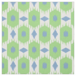 Blue green Ikat diamonds pattern fabric