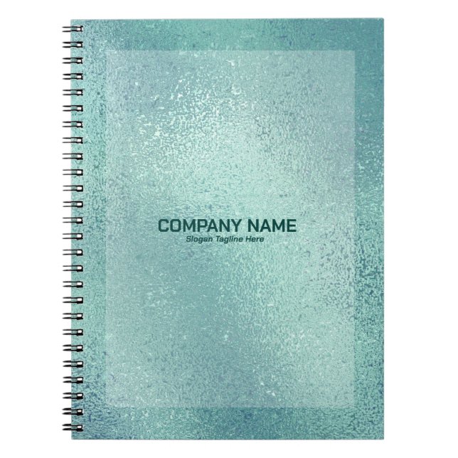 Blue-green iridescent shimmering glass texture notebook (Front)