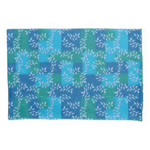 Blue Green Ivy Leaf Watercolor Pillowcase