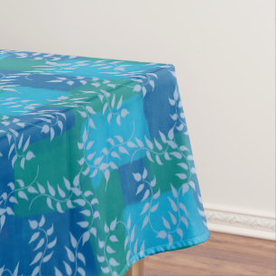 Blue Green Ivy Leaf Watercolor Tablecloth