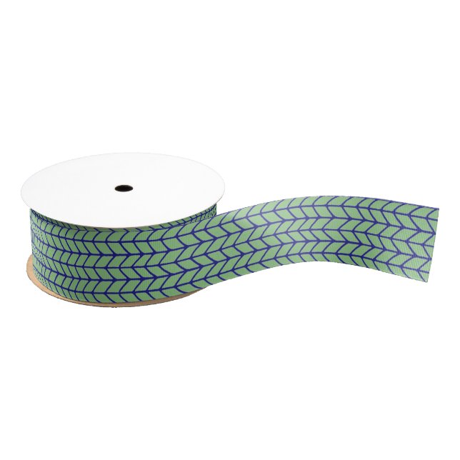 BLUE GREEN KNIT 1.5" Wide Grosgrain Ribbon (Spool)