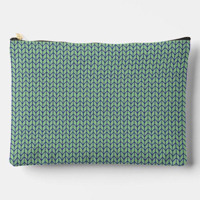BLUE GREEN KNIT Large Accessory Pouch (Front)
