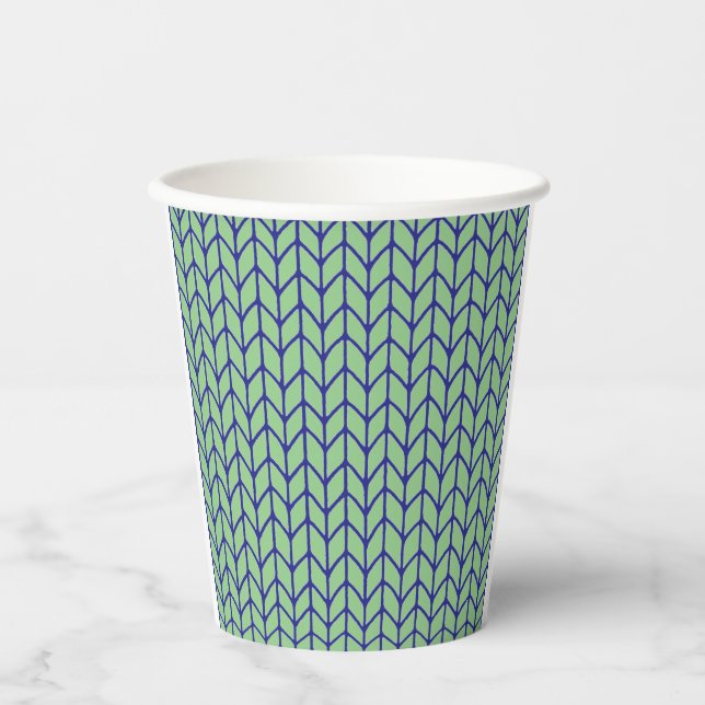 BLUE GREEN KNIT Paper Cups  (Front)