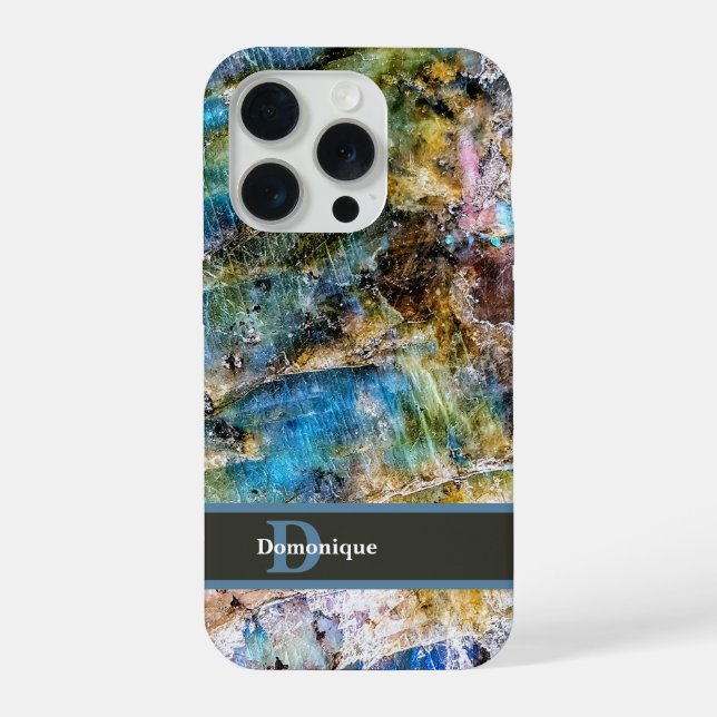Blue Green Labradorite Gemstone iPhone Case (Back)