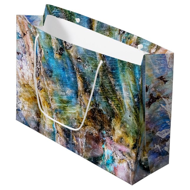 Blue Green Labradorite Gemstone Large Gift Bag (Front Angled)
