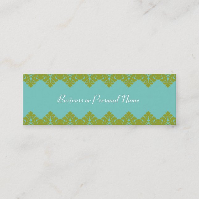 Blue & Green Lace Skinny Card (Front)