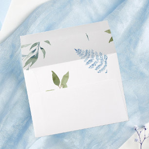Blue & Green Leaf Greenery Envelope