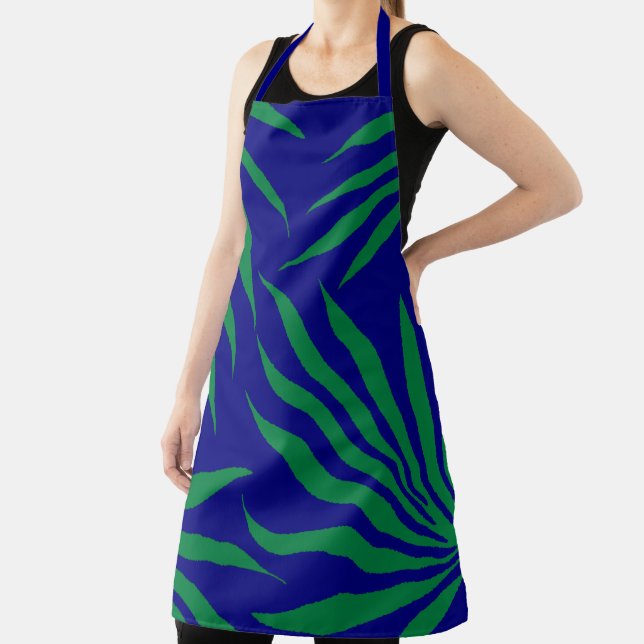 blue Green Leaf Tribal Pattern Africa Pattern Apron (Insitu)