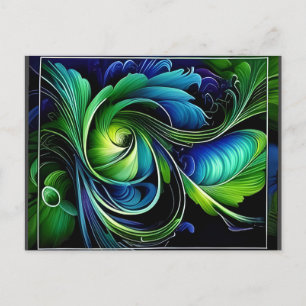 blue green leafy abstract postcard