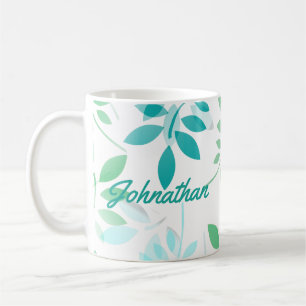 Blue Green Leaves Coffee Mug
