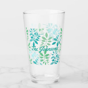 Blue Green Leaves Glass