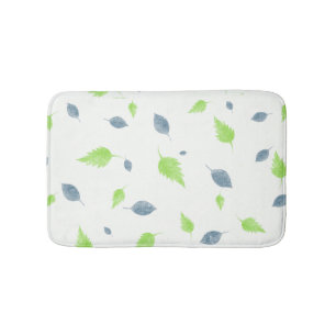 Blue & Green Leaves Pattern Bath Mat