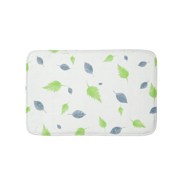 Blue & Green Leaves Pattern  Bath Mat (Front)