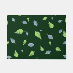 Blue & Green Leaves Pattern  Doormat