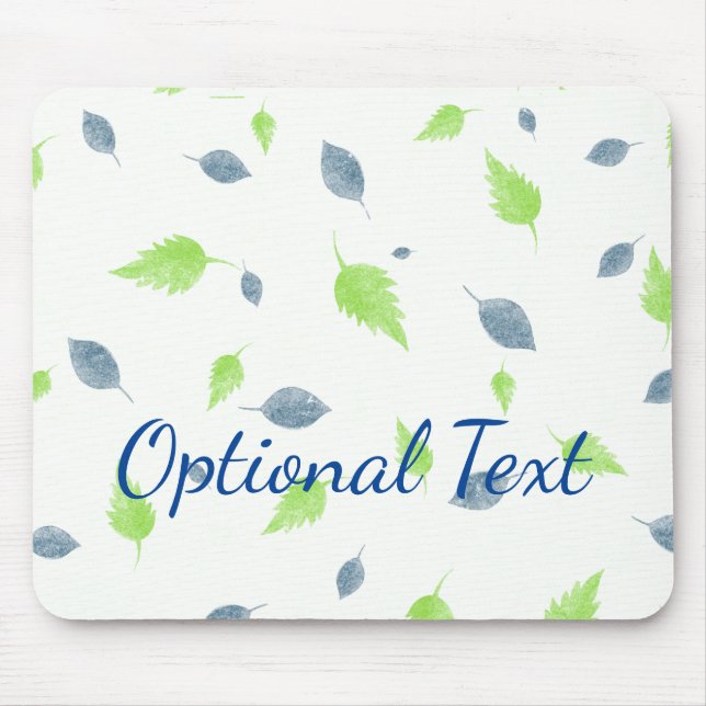 Blue & Green Leaves Pattern  Mouse Mat (Front)
