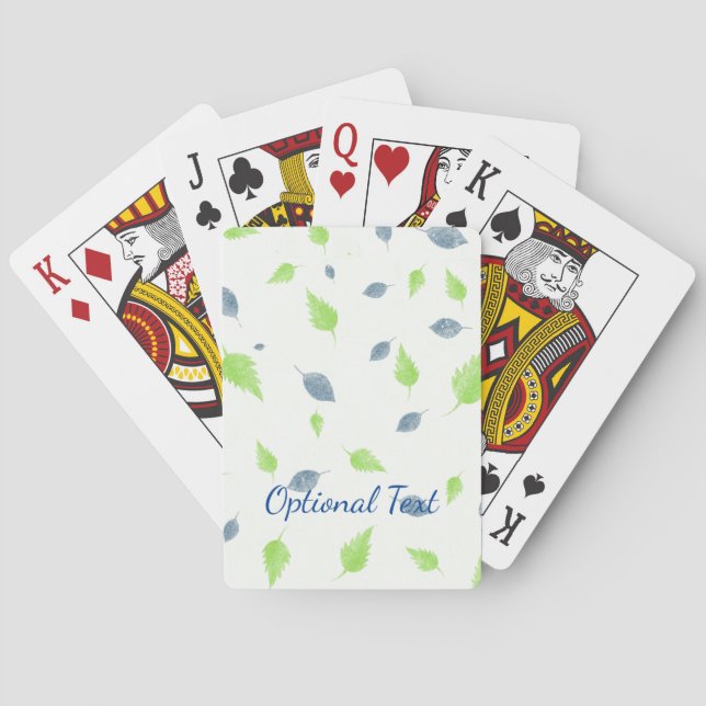 Blue & Green Leaves Pattern  Playing Cards (Back)