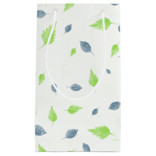 Blue & Green Leaves Pattern  Small Gift Bag