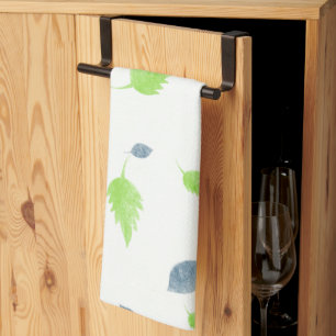 Blue & Green Leaves Pattern  Tea Towel