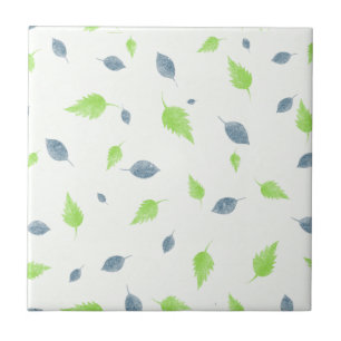 Blue & Green Leaves Pattern Tile