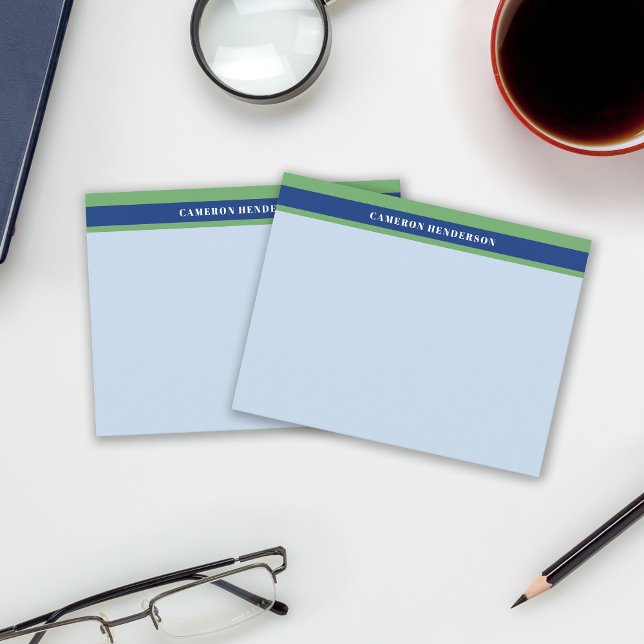 Blue Green Light Blue Stripes Add Your Name Card (Creator Uploaded)