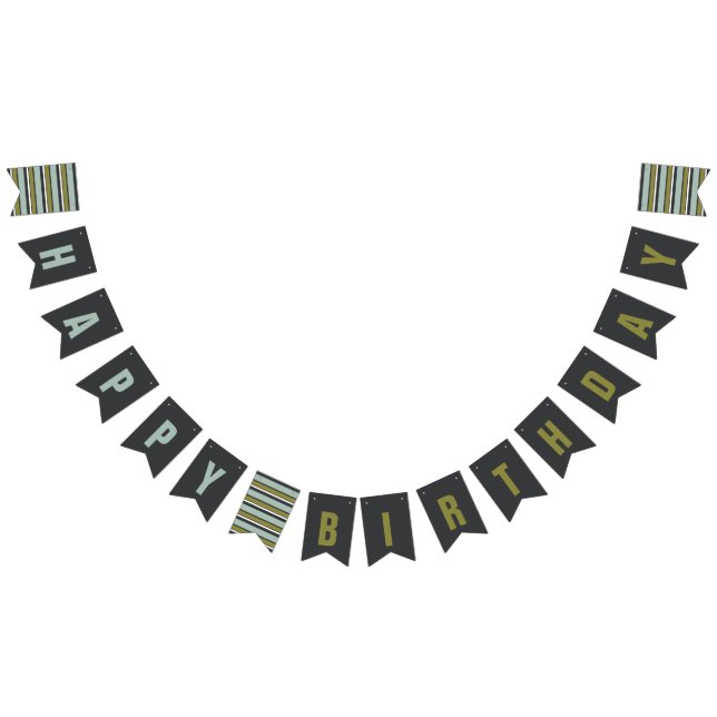 Blue, Green, Linen Grey Birthday Bunting (All)