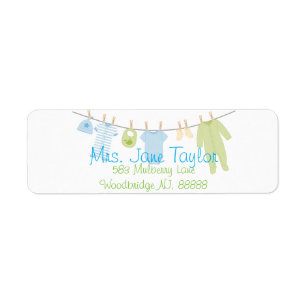 Blue & Green Little Clothes Baby Shower Labels