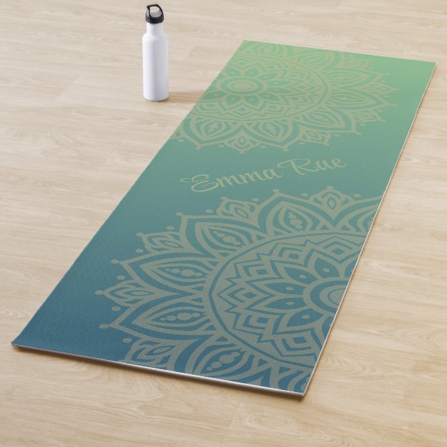 Blue Green Mandala Gradient Yoga Mat (In Situ)
