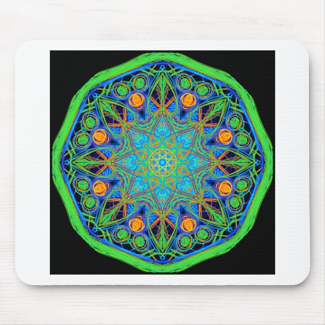 Blue Green Mandala Mouse Mat (Front)