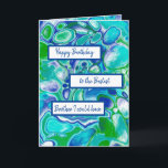 Blue Green Marble Art Happy Birthday Brother Card<br><div class="desc">Personalised Happy Birthday to the Best Brother blue,  green and teal swirled marble fluid art blank card.</div>