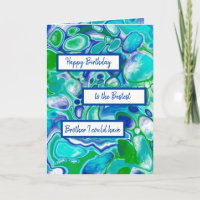 Blue Green Marble Art Happy Birthday Brother