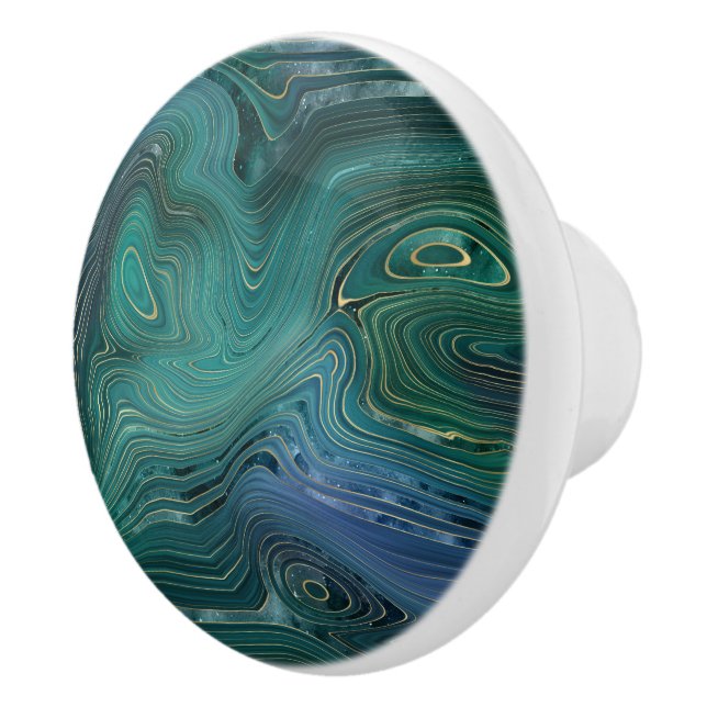 Blue & Green Marble Ceramic Drawer Pulls (Right)
