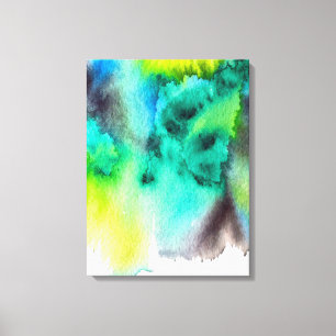 Blue Green marble Tie dye watercolor Canvas Print