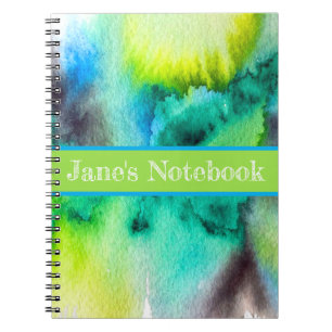 Blue Green marble watercolor art Notebook