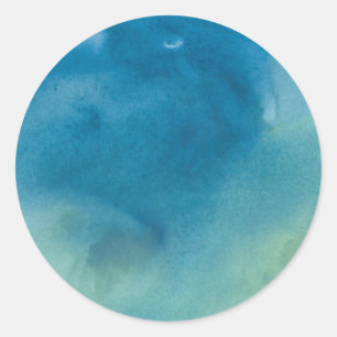 Blue & Green Marble Watercolour Classic Round Sticker