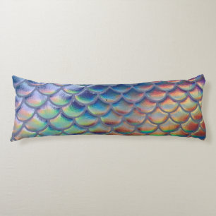 Blue Green Mermaid Fish Scales Holographic Trendy Body Cushion