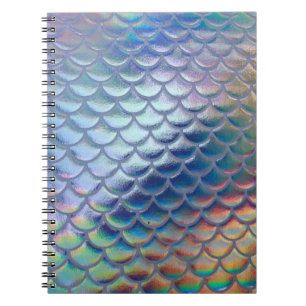 Blue Green Mermaid Fish Scales Holographic Trendy  Notebook