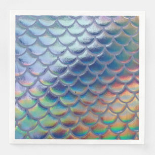 Blue Green Mermaid Scales Holographic Decoupage Napkin