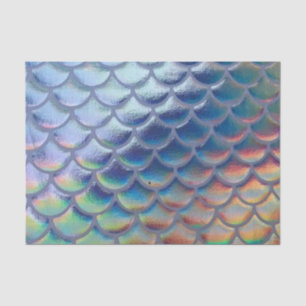 Blue Green Mermaid Scales Holographic Decoupage Tissue Paper