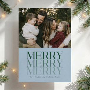 Blue Green Merry Christmas Photo Card