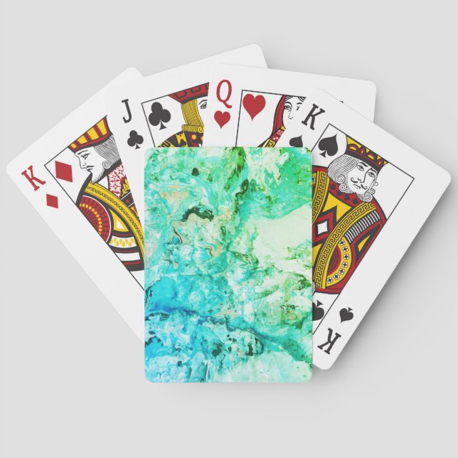 Blue Green Modern Abstract Template Trendy Playing Cards (Back)