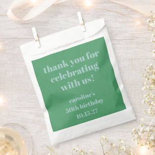 Blue Green Modern Custom 50th Birthday Thank You Favour Bags