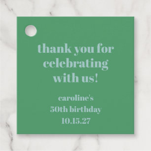 Blue Green Modern Custom 50th Birthday Thank You Favour Tags
