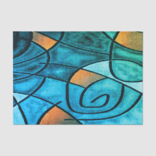 Blue Green Modern Expressionism Tissue Paper
